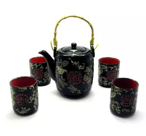 Сервиз керамический (чайник ,4 чашки)(27х17х12)