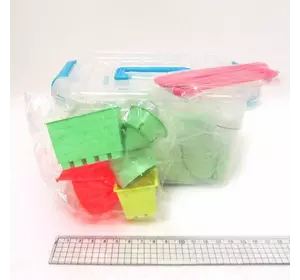 Набір кінетичного піску в пластик.контейнері 1кг з форм.6шт. та стеками 5шт., mix6 (кварц.основа)