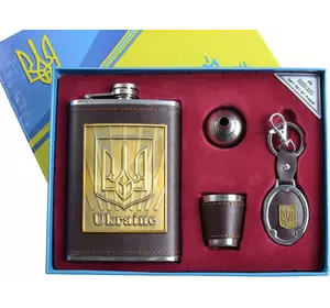 Подарунковий набір з Українською символікою "Moongrass" 4в1 Фляга, Брелок, Чарка, Лійка DJH-1097