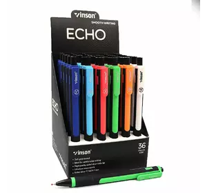 Ручка автомат масляна Vinson "Echo" 0,7 мм, синя, soft touch, mix, 36шт/етик.