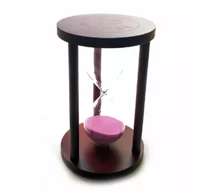 Годинник пісковий 15 хв рожевий пісок (14,5х9х9 см)