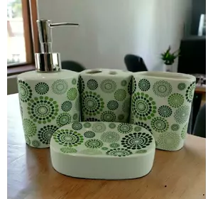 Набір для ванної керамічний "Зелені кола" Набір для ванної керамічний "Зелені кола"