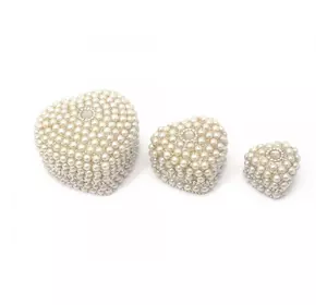 Шкатулки металеві з перлами (набір 3 шт) "Сердечка" (7,5х7,5х4см 5х5х3см 4х4х2,5см)