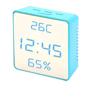 Годинник мережеві VST-887Y-5, блакитні, температура, вологість, USB