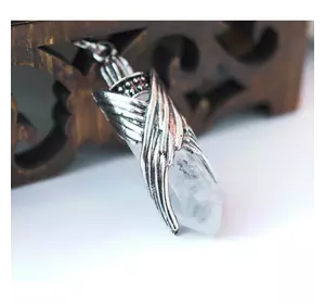 Кулон білий метал "У крилах ангела" вставка Гірський кришталь 1,2*1*4,3см.