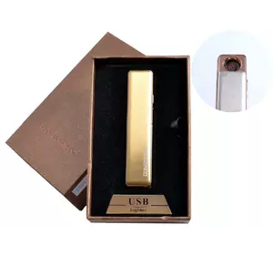 USB запальничка в подарунковій упаковці (спіраль розжарювання, золото) №4822-2