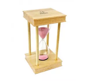 Песочные часы "Квадрат" стекло + светлое дерево 15 минут Розовый песок