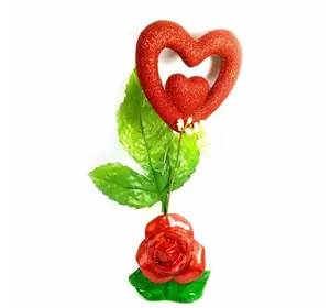 Ваза троянда керамічна з сердечком (22х9х5,5 см)B