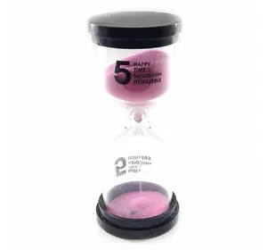 Часы песочные 5 мин розовый песок (11х4,5х4,5 см)
