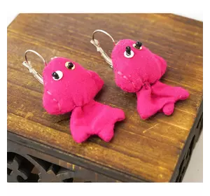 Сережки ганчірні Рибки рожеві
