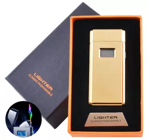 Електроімпульсна запальничка в подарунковій коробці Lighter (USB) №5005 Gold