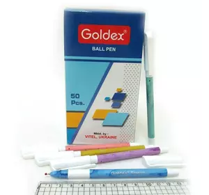 Ручка масляна Goldex Granite Індія Blue 0,7 мм з грипом, 50шт/карт.уп., mix