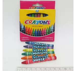 Олівці воскові Crayons, набір 12 цв. 0,9*80мм, без етикетки