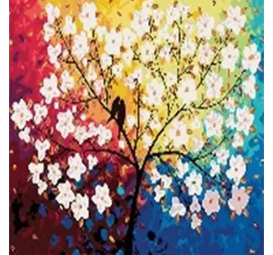 Алмазна мозаїка за номерами 40*50 "Квітуче дерево" карт уп. (полотно на рамі)