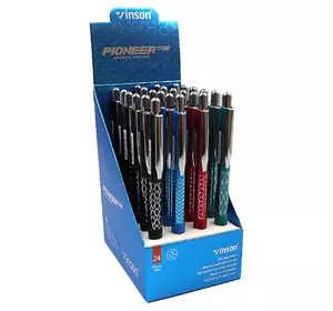 Ручка автомат масляна Vinson "Swift" 0,7 мм, синя, грип, цілий, mix, 24шт/етик.