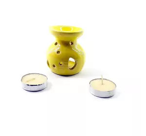 Аромалампа керамическая ,подарочный набор желтая (12,5х8х7,5 см)