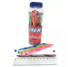 Ручка масляна Wiser "Colours" 0,6мм банку/30шт, корпус mix, синя