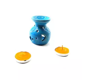 Аромалампа керамічна ,подарунковий набір синя (12,5х8х7,5 см)