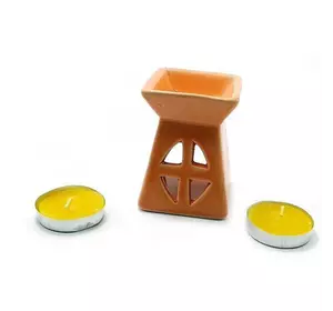 Аромалампа керамічна ,подарунковий набір помаранчева (12х8,5х7см)
