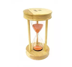 Песочные часы "Круг" стекло + светлое дерево 15 минут Оранжевый песок