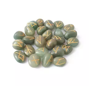 Набір РУН для ворожіння з натуральних каменів у мішечку Rune-006 Зелений Авантюрин