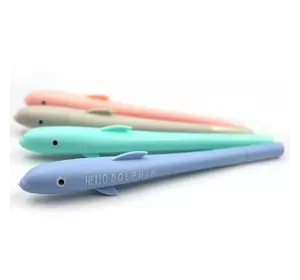 Ручка дитяча з іграшкою "Hello dolphin" гелева, синя, mix, 12шт/етик.