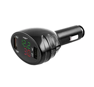 Термометр-вольтметр VST-708-4, зелено-червоні цифри, +2 USB