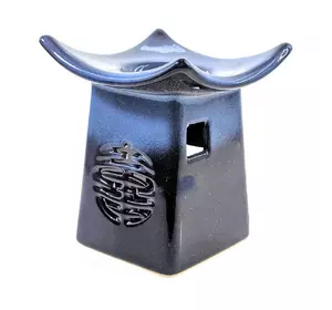 Аромалампа керамічна "Пагода" синьо-чорна (11х9х9 см)