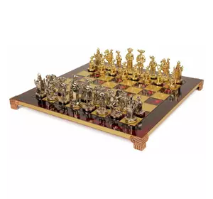 S12RED шахи "Manopoulos", "Мушкетери", латунь, у дерев'яному футлярі, червоні, 44х44см, 8,4 кг