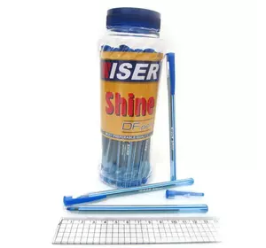 Ручка масляна Wiser "SHINE" 0,6 мм банку/30шт синя