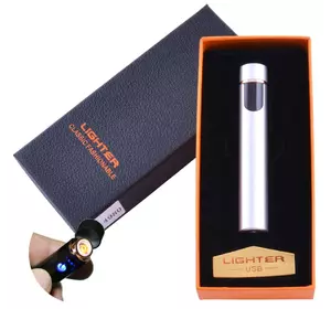 USB запальничка в подарунковій упаковці Lighter (Спіраль розжарювання) №XT-4980 Silver