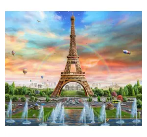 Раскраска по номерам 30*40см "Вид на Эйфелевую башню" OPP (холст на раме краски+кисти)