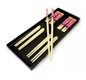 Палочки для еды бамбук с рисунком набор 5 пар №4
