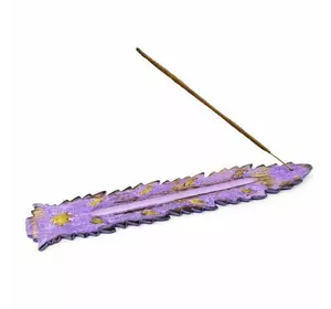 Подставка под благовония "Лист" фиолетовая (26х4х0,5 см)