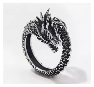 Кільце безрозмірне "Дракон" із білого металу 2,3*1,5*2,8 см.