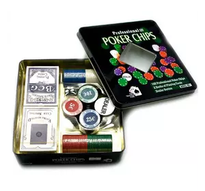 Покерний набір (2 колоди карт, 100 фішок) (19,5х20,5х5 см) (вага фішки 4 гр. D-39 мм)