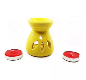 Аромалампа керамическая ,подарочный набор желтая (12,5х8х7см)
