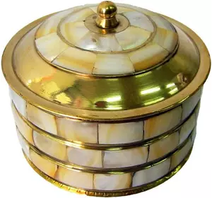 Шкатулка бронзова з перламутром (d-7,h-7 см)