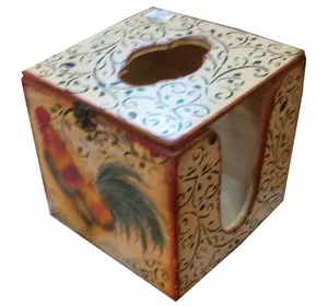Підставка для серветок кубик "Півні" (14х14х14) сосна, липа