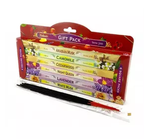 Gift Pack 6 Square Tulasi Incense Stiks (Подарунковий набір пахощів) (Tulasi) квадрати