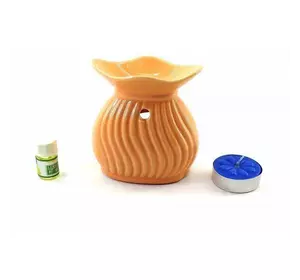 Аромалампа керамічна помаранчева подарунковий набір (15х11х6 см)