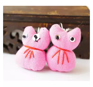 Сережки ганчірні Кішка рожева