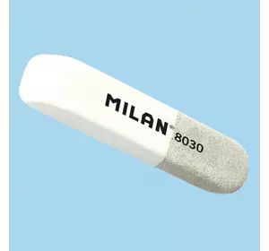 Ластик прямокутний біло-сірий з фаскою "TM MILAN" 6*1,4*0,7 см