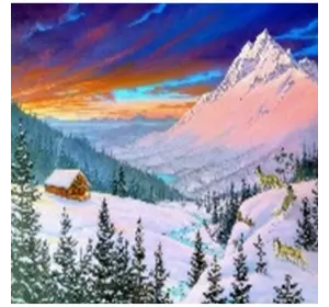Алмазна мозаїка за номерами 40*50 "Зимові гори" карт уп. (полотно на рамі)