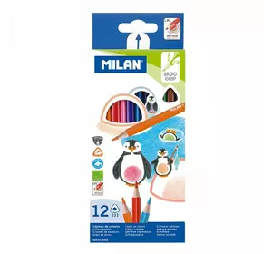 Набір кольорових олівців трикутний ТМ "MILAN" 12шт., D2,9mm