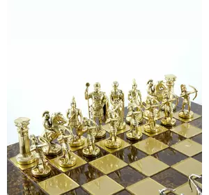 S10BRO шахи "Manopoulos", "Лучники", латунь, у дерев'яному футлярі, коричневі, 44х44см, 8 кг