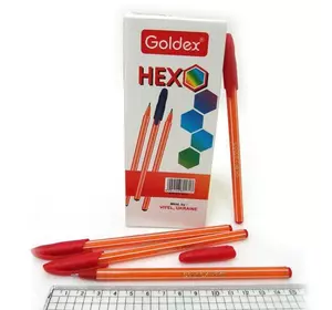 Ручка масляна Goldex HEXO Індія Red 0,6 мм
