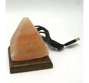 Соляна лампа USB "Піраміда" (S-03)(10х9х9 см)(24 шт ящ.)(Гімалайська сіль)