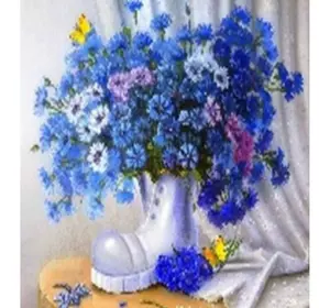 Алмазна мозаїка за номерами 40*50 "Сині квіти" карт уп. (полотно на рамі)