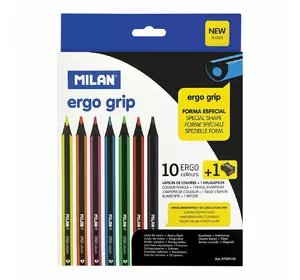 Набір кольорових олівців ТМ "MILAN" 10шт. з точилкою, D3,5mm, черн.дерево